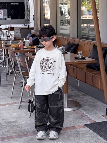 【90-160cm】トレーナー ラウンドネック 長袖 プリント  男の子