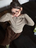 【100-170】トップス 女の子 フード付き ボーダー柄 カジュアル - 画像 (4)