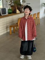 【90-160】シャツ 折り襟 チェック柄 ゆったり 合わせやすい 男の子 - 画像 (3)