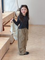 【100-170】トップス 女の子 フード付き ボーダー柄 カジュアル - 画像 (7)