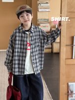 【90-160】アウター 折り襟 長袖 チェック柄 刺繍 男の子