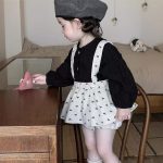【73-100】トップス サロペット 長袖 リボン柄 女の子