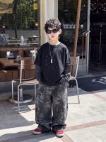 【90-160】パーカー フェイク 切り替え 配色 プリント ラウンドネック 長袖 - 画像 (5)