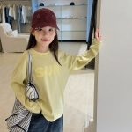 【100-170】長袖Tシャツ 女の子 英字 シンプル 韓国風 - 画像 (9)