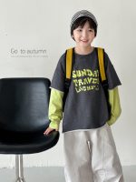 【90-160】Tシャツ フェイク 切り替え 長袖 配色 カジュアル 男の子