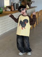 【90-160】パーカー プリント ストライブ 配色 男の子 - 画像 (3)