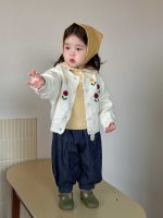 【73-110】アウター トップス ズボン 花柄 折り襟 デニム 女の子 - 画像 (4)