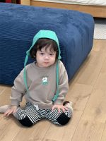 【73-110】パーカー ズボン ストライブ ラウンドネック シンプル 男の子