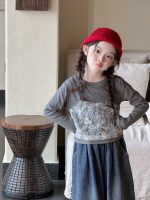 【100-150】トップスorパンツ 女の子 レイヤード フラワー - 画像 (3)