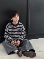 【90-160】カーディガン ラウンドネック 長袖 ニット ストライプ 男の子 - 画像 (3)