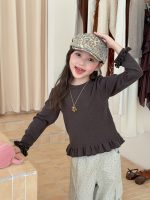 【100-170】長袖Tシャツ 女の子 フリル 無地 おしゃれ - 画像 (5)