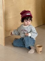 【73-110】パーカー ラウンドネック ストライブ プリント 男の子 - 画像 (5)