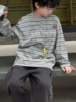 【90-160】Tシャツ 韓国風 合わせやすい ストライブ 長袖 男の子 - 画像 (3)