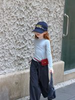 【90-150】長袖Tシャツ 女の子 シンプル アルファベット スリムシルエット - 画像 (15)