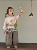 【73-110】パーカー ズボン フリル チェック柄 長袖 女の子 - 画像 (2)