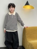 【90-160】セーター 折り襟 ストライブ 長袖 カジュアル 男の子 - 画像 (3)