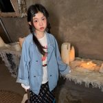 【100-160】アウター 女の子 デニム ゆったり 折り襟 - 画像 (7)