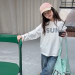 【100-170】長袖Tシャツ 女の子 英字 シンプル 韓国風 - 画像 (6)