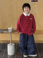 【90-160】長袖Tシャツ 男の子 ポロシャツ ボーダー柄 - 画像 (5)