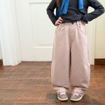 【100-170】パンツ 女の子 カジュアル 無地 ウォッシュド - 画像 (6)