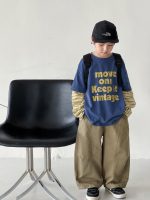 【90-160】Tシャツ 切り替え フェイク ストライブ カジュアル 長袖 男の子 - 画像 (3)