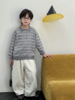 【90-160】セーター 折り襟 長袖 ストライブ 男の子 - 画像 (6)