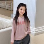 【100-170】長袖Tシャツ 女の子 英字 シンプル 韓国風 - 画像 (8)