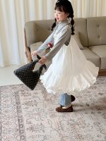 【100-150】ワンピース キャミソール 無地 ゆったり レース 女の子 - 画像 (3)