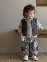 【73-100】ベストorセットアップ 男の子 ボーダー柄 カジュアル - 画像 (4)