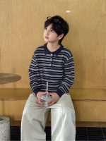 【90-160】セーター 折り襟 長袖 ストライブ 男の子 - 画像 (3)