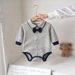 【66-90】ロンパース ベビー ボウタイ シンプル - 画像 (4)