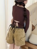 【100-150】Tシャツ 長袖 着やせ 縄結び 無地 合わせやすい - 画像 (9)