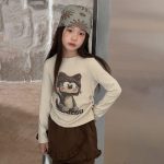 【100-170】長袖Tシャツ 女の子 プリント ネコ 韓国風 - 画像 (6)