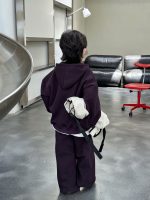【100-150】二点セット フード付き 無地 ゆったり カジュアル 男の子 - 画像 (3)