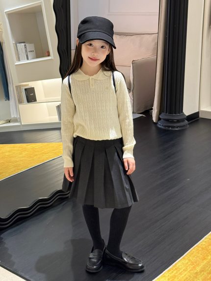 【100-170】セーター 女の子 透かし ハート シンプル