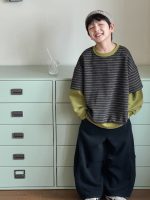 【90-160】パーカー ラウンドネック 長袖 ストライブ フェイク 男の子 - 画像 (6)