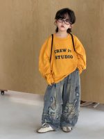 【100-150】Tシャツ プリント ラウンドネック 長袖 カジュアル 男の子