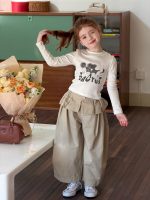 【90-150】カーブパンツ 女の子 おしゃれ フリル付き カジュアル - 画像 (4)