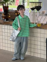 【90-160】パーカー 折り襟 ストライブ 韓国風 長袖 男の子 - 画像 (4)