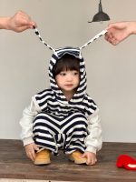 【73-110】二点セット パーカー+ズボン フード付き ストライブ 男の子 - 画像 (2)