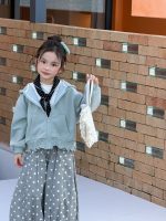 【100-150】トップスorパンツ 女の子 フード付き ドット柄 カジュアル - 画像 (7)