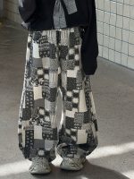 【90-160】ズボン 配色 チェック柄 切り替え ゆったり 男の子 - 画像 (3)