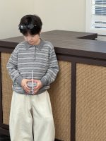 【90-160】セーター 折り襟 長袖 ストライブ 男の子 - 画像 (4)