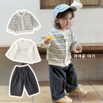 【73-100】ベストorアウターorパンツ 男の子 カジュアル ボーダー柄