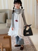 【100-150】ワンピース キャミソール 無地 ゆったり レース 女の子 - 画像 (7)