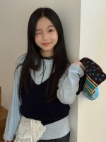 【110-160】ニットベスト インナー 女の子 トレンド レイヤード - 画像 (6)