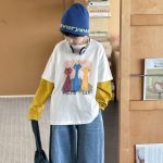 【90-160】長袖Tシャツ 男の子 レイヤード ネコ プリント - 画像 (7)