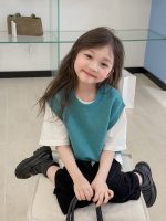 【100-170】ベスト 女の子 無地 シンプル 韓国風 - 画像 (4)