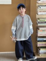 【90-160】Tシャツ フェイク 切り替え プリント ファッション 長袖 男の子 - 画像 (3)