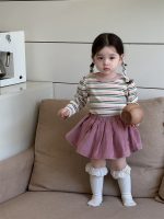 【73-100】トップス スカート ラウンドネック 長袖 ストライブ 女の子 - 画像 (6)